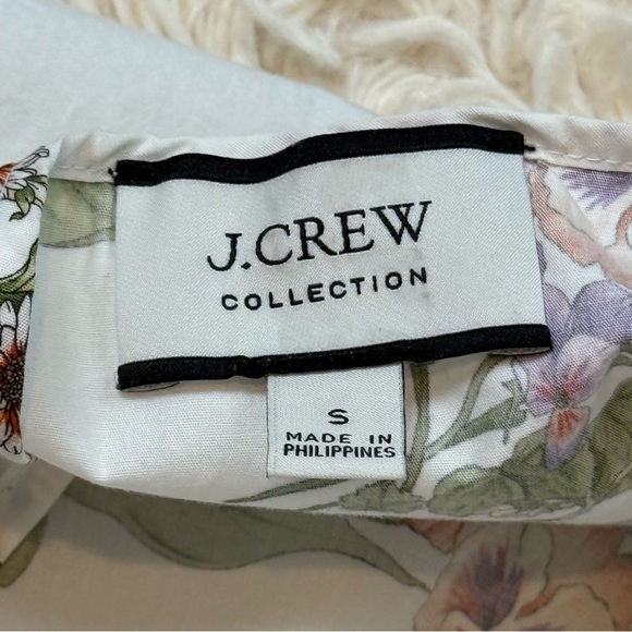 J. Crew Collection Ratti Tropical Floral Print Halter Top SZ S white side zip - Picture 9 of 11